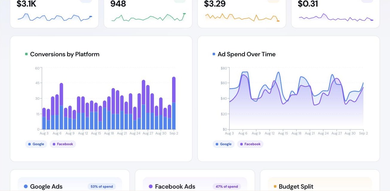 Dashboard screen in the Fresh Leads client portal